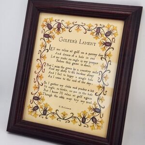 Vintage Golfer's Lament Prayer by H. McCormick Wood Framed Vine Bordered Poem